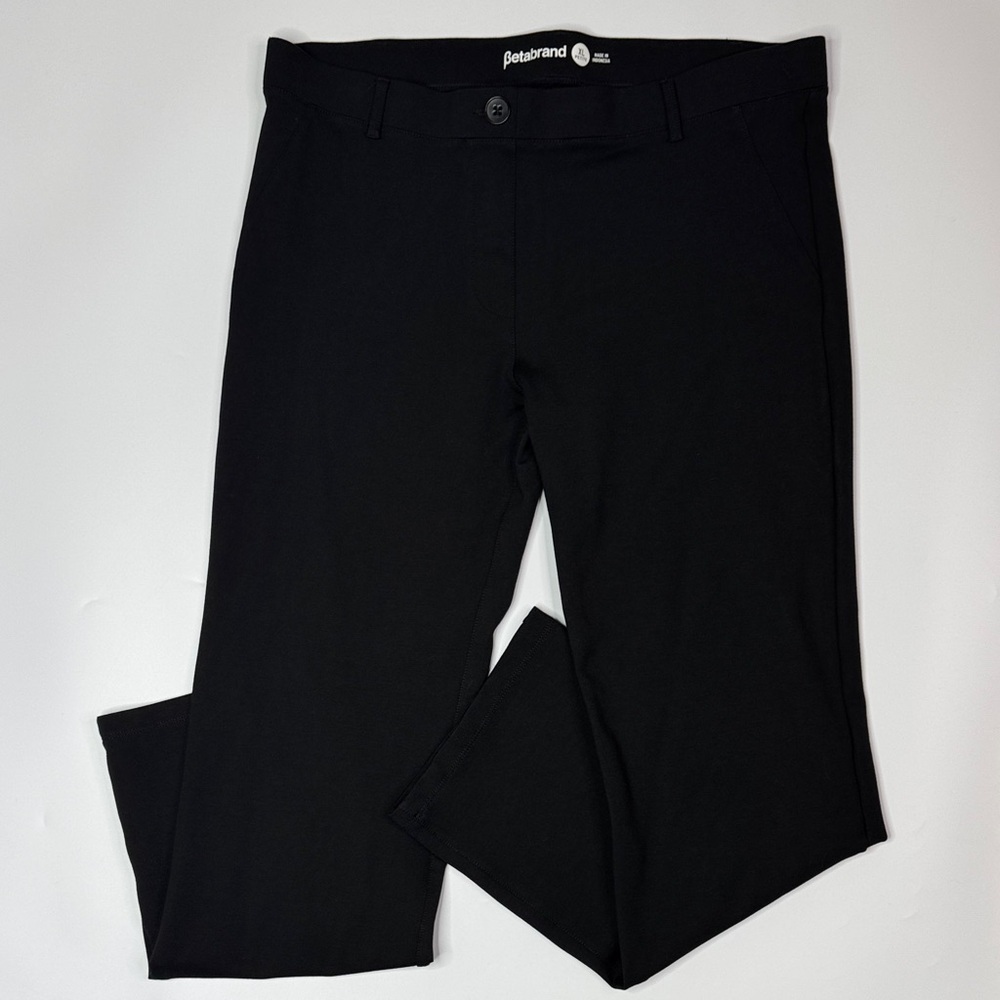 Betabrand W0076-BK Classic Straight Leg Dress Black Yoga Pants Size XL Petite